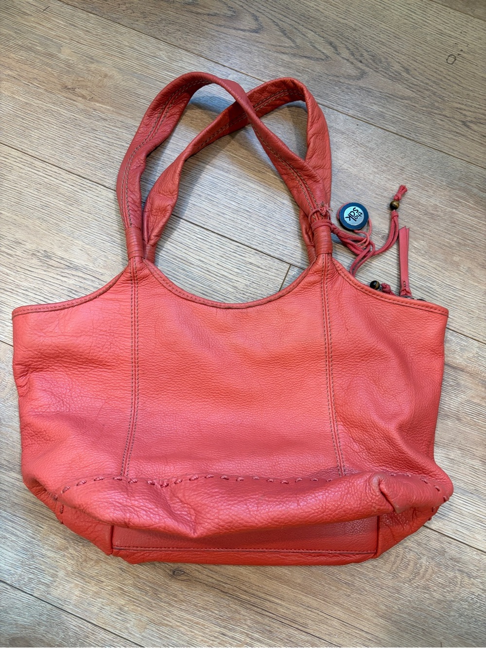 The Sak Coral Red Leather Shoulder Tote